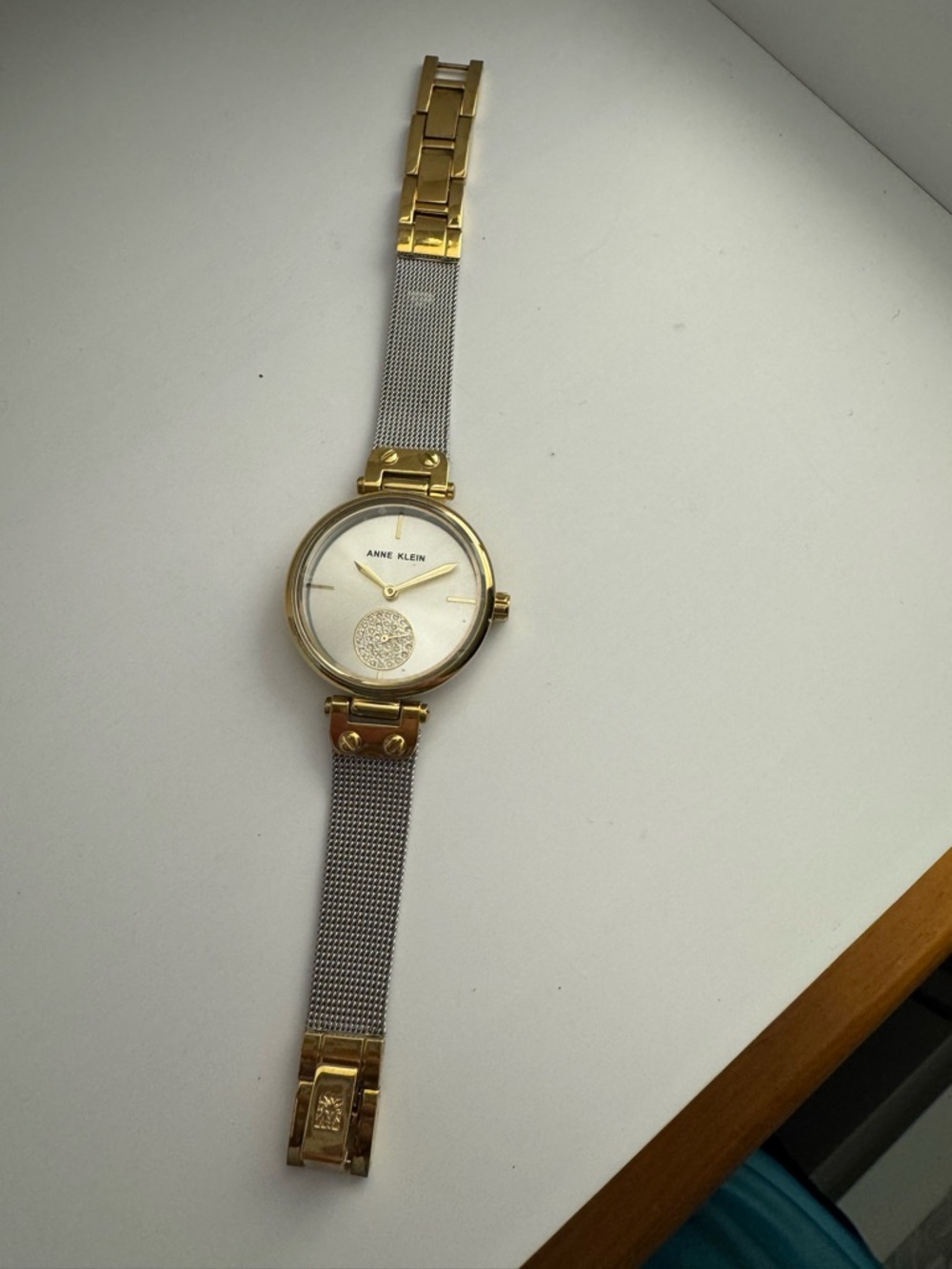 Anne Klein Gold & Silver Two-Tone Mesh Bracelet Watch